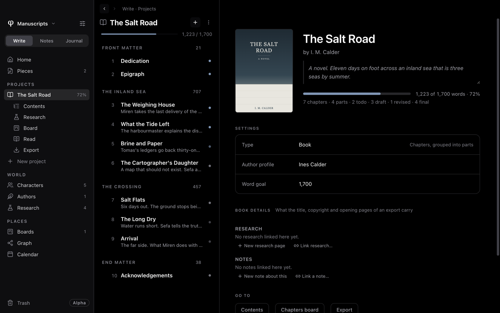 A book's page: its cover, title and author, description, settings and Book details