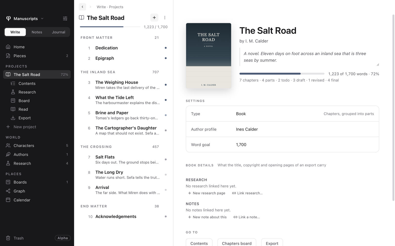 A book's page: its cover, title and author, description, settings and Book details